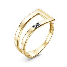 Кольцо из лимонного золота КЮЗ Del'ta DБР111718л с чёрным бриллиантом DБР111718л фото