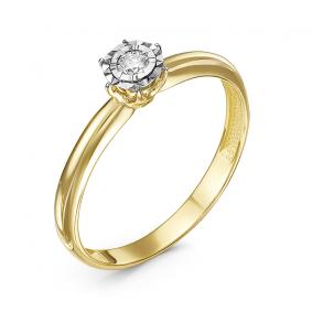 Кольцо из лимонного золота КЮЗ Del'ta DБР111739л с бриллиантом DБР111739л фото