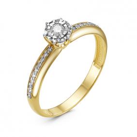 Помолвочное кольцо из лимонного золота КЮЗ Del'ta с бриллиантом DБР111740л DБР111740л фото