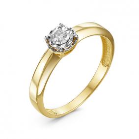 Кольцо из лимонного золота КЮЗ Del'ta DБР111742л с бриллиантом DБР111742л фото