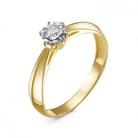 Кольцо из лимонного золота КЮЗ Del'ta DБР111749л с бриллиантом DБР111749л фото