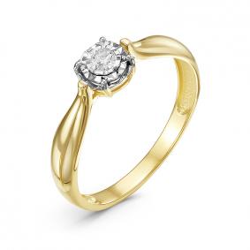 Кольцо из лимонного золота КЮЗ Del'ta DБР111750л с бриллиантом DБР111750л фото