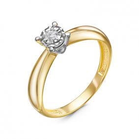 Кольцо из лимонного золота КЮЗ Del'ta DБР111758л с бриллиантом DБР111758л фото