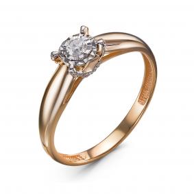 Золотое кольцо КЮЗ Del'ta DБР111760 с бриллиантом DБР111760 фото