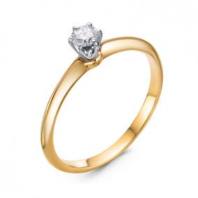 Кольцо из лимонного золота КЮЗ Del'ta DБР111803л с бриллиантом DБР111803л фото