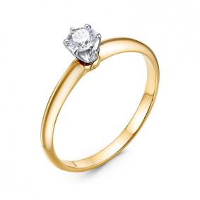 Кольцо из лимонного золота КЮЗ Del'ta DБР111805л с бриллиантом DБР111805л фото