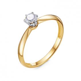 Кольцо из лимонного золота КЮЗ Del'ta DБР111840л с бриллиантом DБР111840л фото