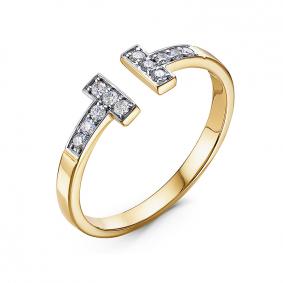 Кольцо из лимонного золота КЮЗ Del'ta DБР112119л с бриллиантом DБР112119л фото