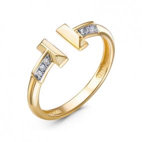 Кольцо из лимонного золота КЮЗ Del'ta DБР112157л с бриллиантом DБР112157л фото