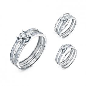 Кольцо-трансформер из белого золота КЮЗ Del'ta с бриллиантом DБР112345б DБР112345б фото