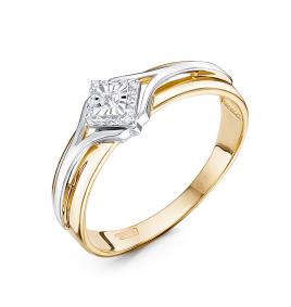 Кольцо из лимонного золота КЮЗ Del'ta DБР112562л с бриллиантом DБР112562л фото