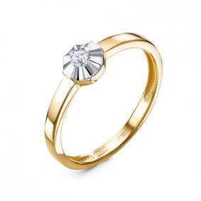 Кольцо из лимонного золота КЮЗ Del'ta DБР112620л с бриллиантом DБР112620л фото
