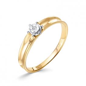 Кольцо из лимонного золота КЮЗ Del'ta DБР112689л с бриллиантом DБР112689л фото