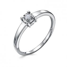 Кольцо из белого золота КЮЗ Del'ta DБР112854б с бриллиантом DБР112854б фото