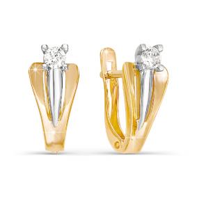 Золотые серьги КЮЗ Del'ta DБР120020 с бриллиантом DБР120020 фото