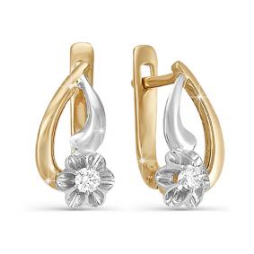 Золотые серьги КЮЗ Del'ta DБР120107 с бриллиантом DБР120107 фото