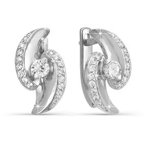 Серьги из белого золота КЮЗ Del'ta DБР120124 с бриллиантом DБР120124 фото