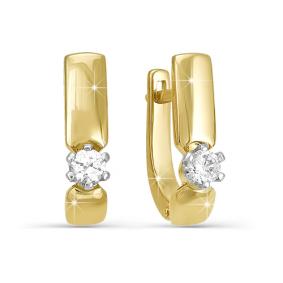 Серьги из лимонного золота КЮЗ Del'ta DБР120139л с бриллиантом DБР120139л фото
