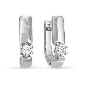 Серьги из белого золота КЮЗ Del'ta DБР120140 с бриллиантом DБР120140 фото