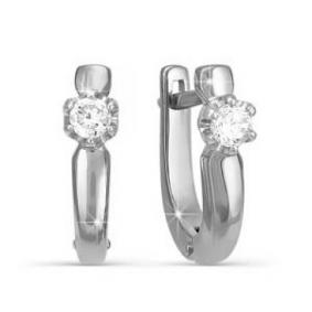 Серьги из белого золота КЮЗ Del'ta DБР120142 с бриллиантом DБР120142 фото