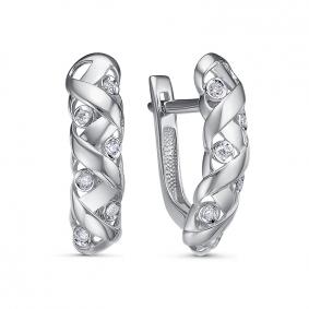 Серьги из белого золота КЮЗ Del'ta DБР1201488б с бриллиантом DБР1201488б фото