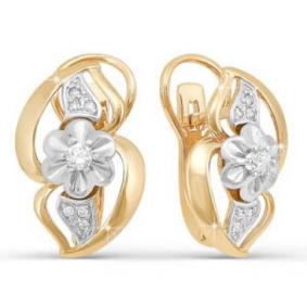 Золотые серьги КЮЗ Del'ta DБР120271 с бриллиантом DБР120271 фото