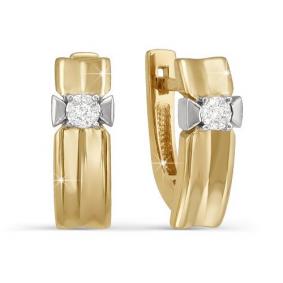 Золотые серьги КЮЗ Del'ta DБР120493 с бриллиантом DБР120493 фото