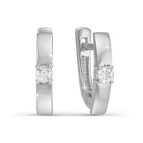 Серьги из белого золота КЮЗ Del'ta DБР120504 с бриллиантом DБР120504 фото