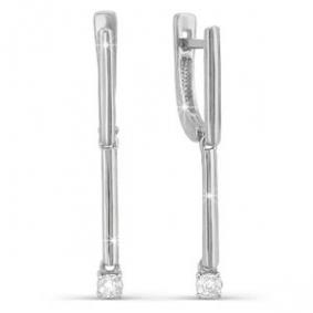 Серьги из белого золота КЮЗ Del'ta DБР120528 с бриллиантом DБР120528 фото