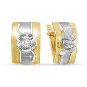 Серьги из лимонного золота КЮЗ Del'ta DБР120613л с бриллиантом DБР120613л фото