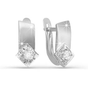 Серьги из белого золота КЮЗ Del'ta DБР120620 с бриллиантом DБР120620 фото