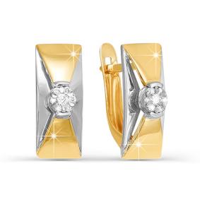 Серьги из лимонного золота КЮЗ Del'ta DБР120641л с бриллиантом DБР120641л фото