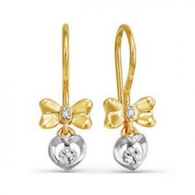 Серьги из лимонного золота КЮЗ Del'ta DБР120663л с бриллиантом DБР120663л фото