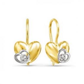 Серьги из лимонного золота КЮЗ Del'ta DБР120687л с бриллиантом DБР120687л фото