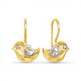 Серьги из лимонного золота КЮЗ Del'ta DБР120689л с бриллиантом DБР120689л фото