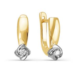 Серьги из лимонного золота КЮЗ Del'ta DБР120739л с бриллиантом DБР120739л фото