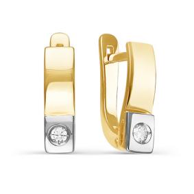 Серьги из лимонного золота КЮЗ Del'ta DБР120749л с бриллиантом DБР120749л фото