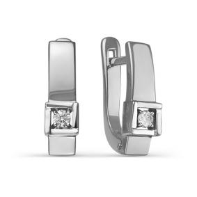 Серьги из белого золота КЮЗ Del'ta DБР120751б с бриллиантом DБР120751б фото