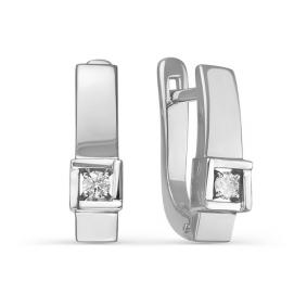 Серьги из белого золота КЮЗ Del'ta DБР120752 с бриллиантом DБР120752 фото