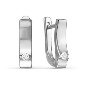 Серьги из белого золота КЮЗ Del'ta DБР120756 с бриллиантом DБР120756 фото