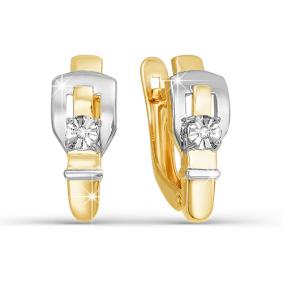 Серьги из лимонного золота КЮЗ Del'ta DБР120819л с бриллиантом DБР120819л фото