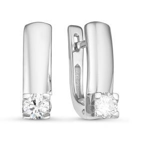 Серьги из белого золота КЮЗ Del'ta DБР120833 с бриллиантом DБР120833 фото