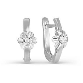 Серьги из белого золота КЮЗ Del'ta DБР120857 с бриллиантом DБР120857 фото