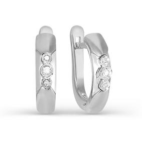 Серьги из белого золота КЮЗ Del'ta DБР120871 с бриллиантом DБР120871 фото