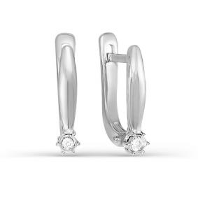 Серьги из белого золота КЮЗ Del'ta DБР120883 с бриллиантом DБР120883 фото