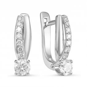 Серьги из белого золота КЮЗ Del'ta DБР120899б с бриллиантом DБР120899б фото