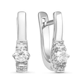 Серьги из белого золота КЮЗ Del'ta DБР120900б с бриллиантом DБР120900б фото