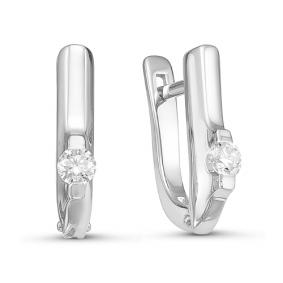 Серьги из белого золота КЮЗ Del'ta DБР120905б с бриллиантом DБР120905б фото