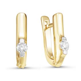 Серьги из лимонного золота КЮЗ Del'ta DБР120905л с бриллиантом DБР120905л фото