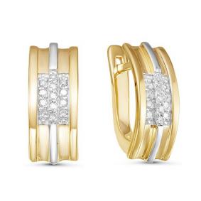 Серьги из лимонного золота КЮЗ Del'ta DБР121015л с бриллиантом DБР121015л фото